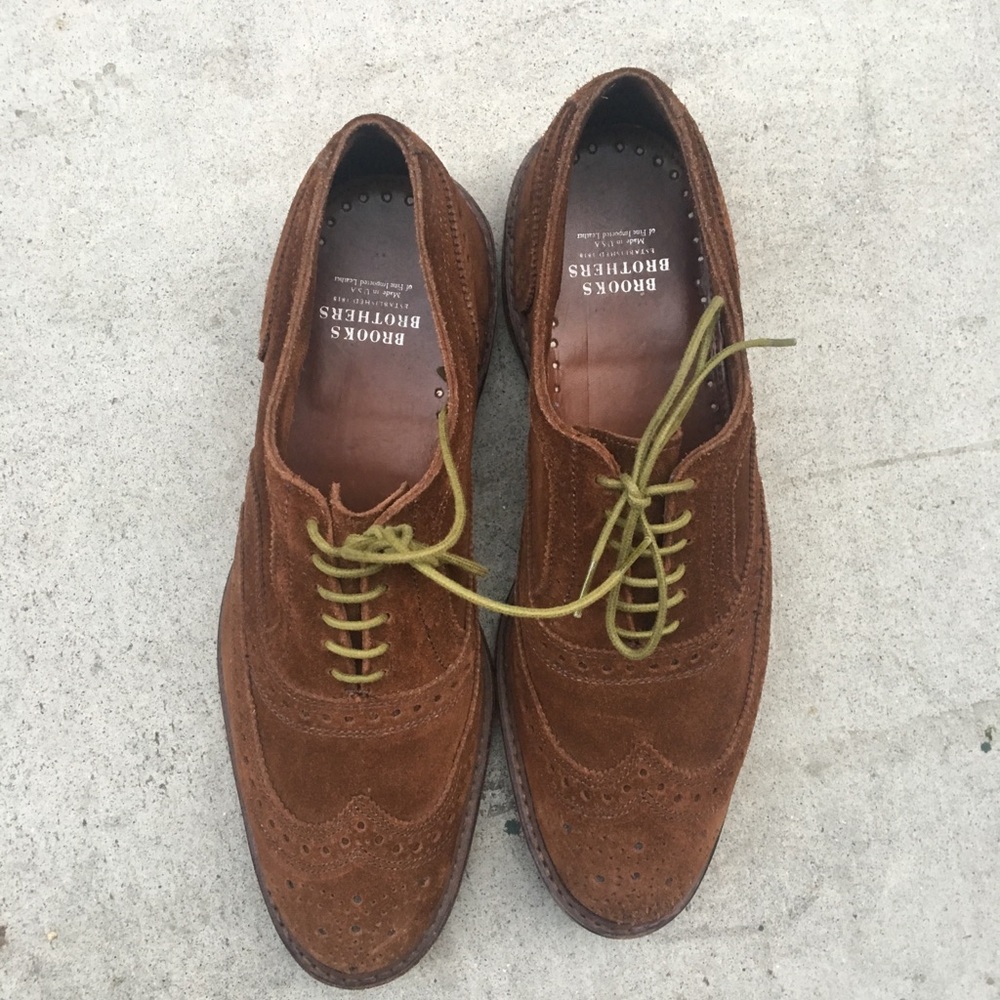 Brooks brothers suede men 9.5 D Oxford brown