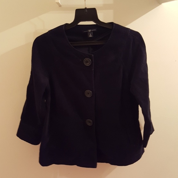NAVY BLUE VELVET BLAZER - Picture 1 of 2