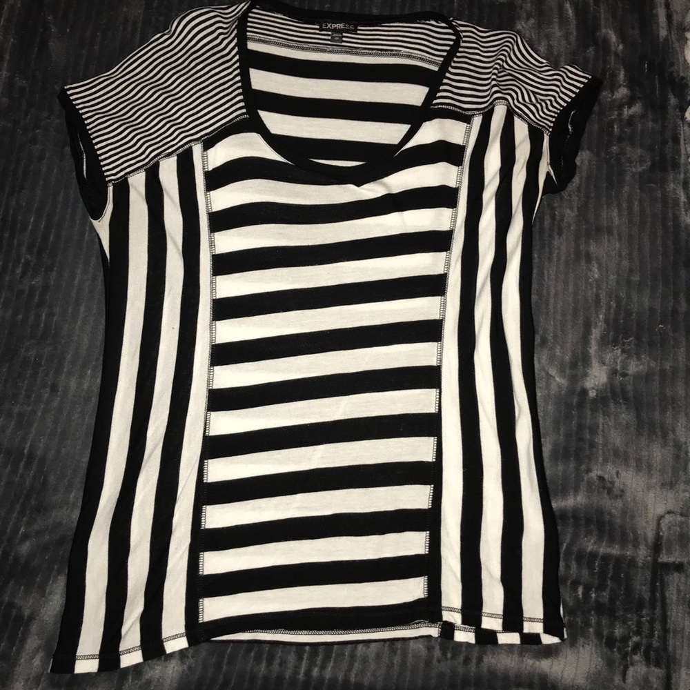 Express black and white striped top
