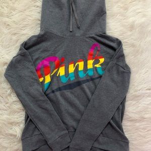 Grey PINK cowl neck pullover