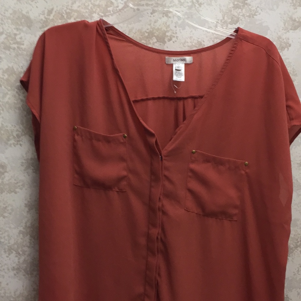 Coral button up blouse