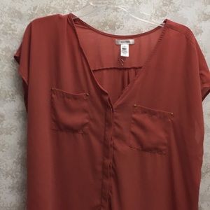 Coral button up blouse