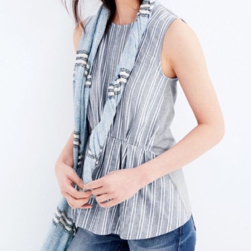 J.Crew Light Blue Striped Peplum Tank Top