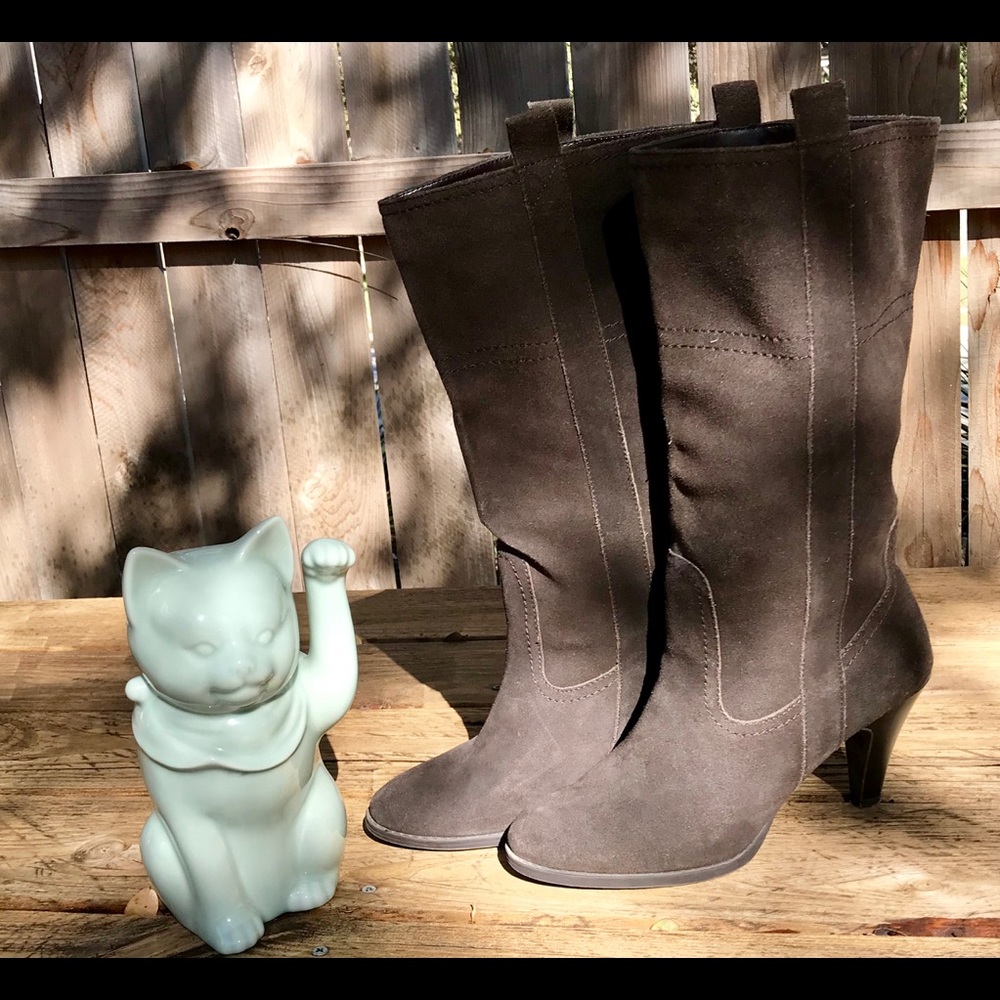 Nine & Co Brown Slouchy Suede heeled Boots 8 1/2