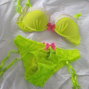 Victoria's Secret bra and panty with garters