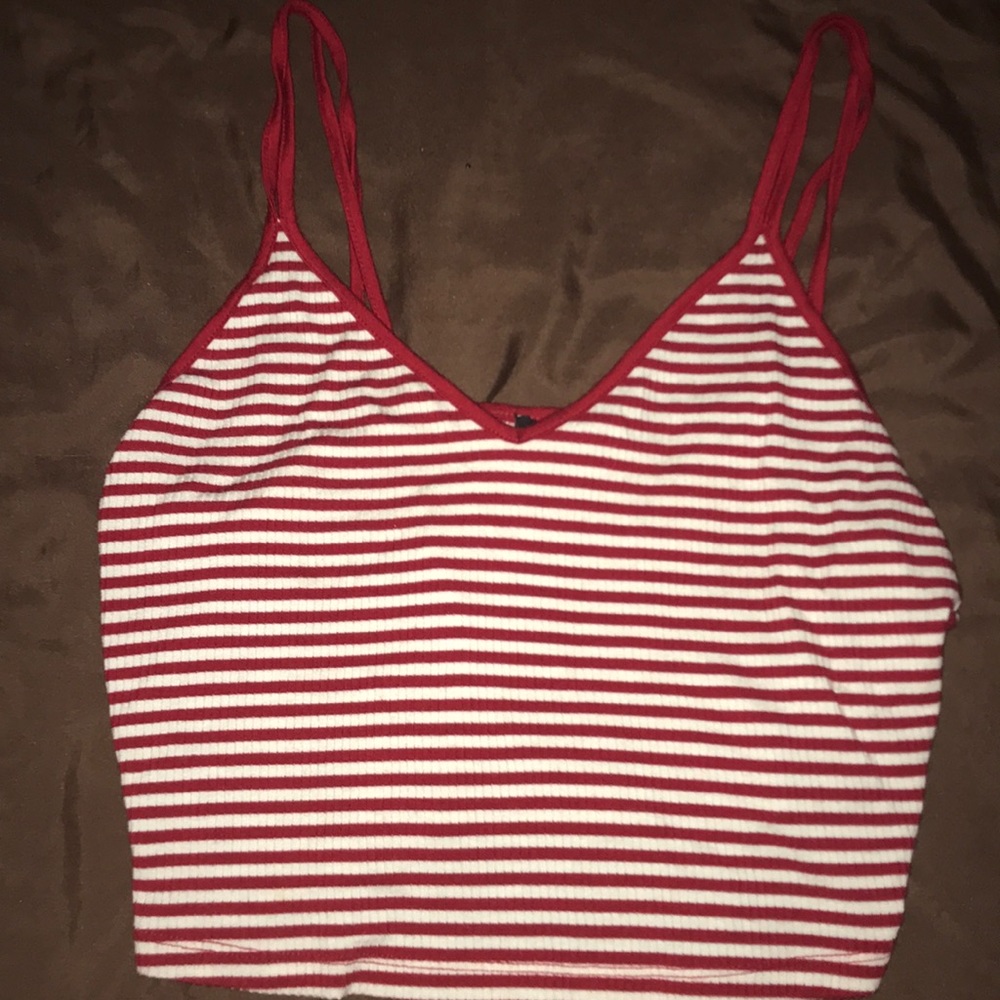 Red striped crop top