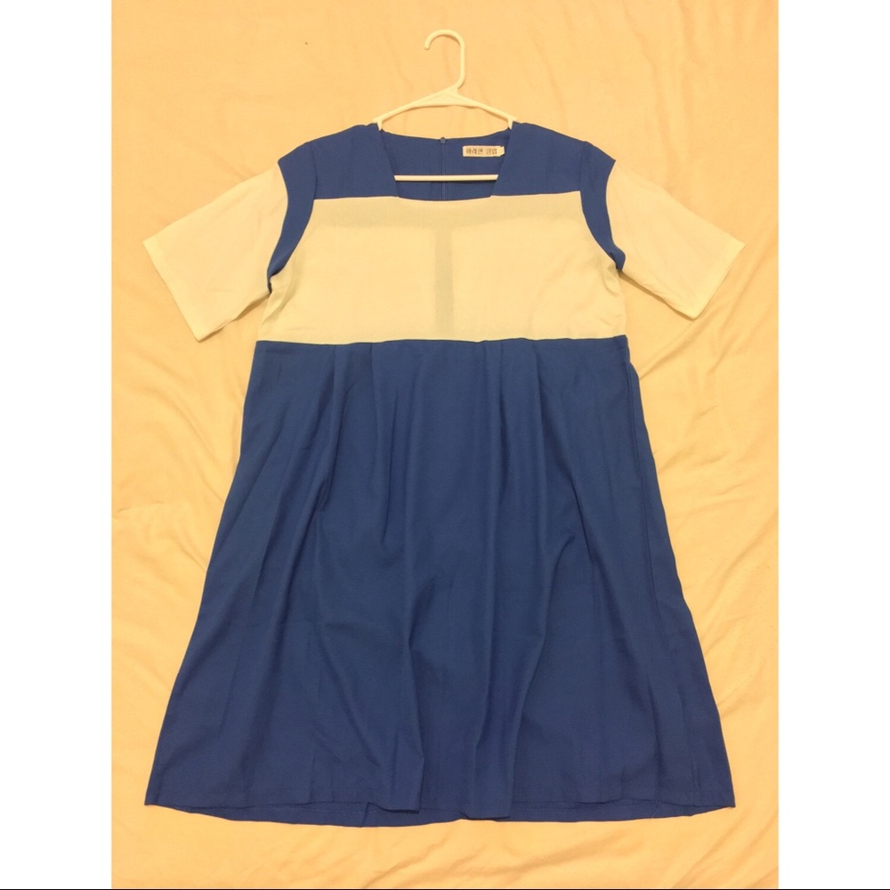 White/blue dress