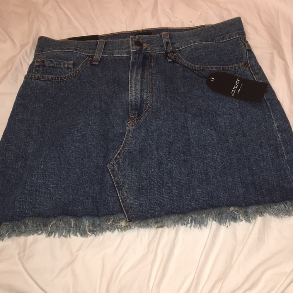 high waisted denim skirt