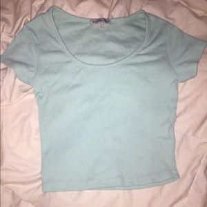 Ribbed Light Blue Crop Top