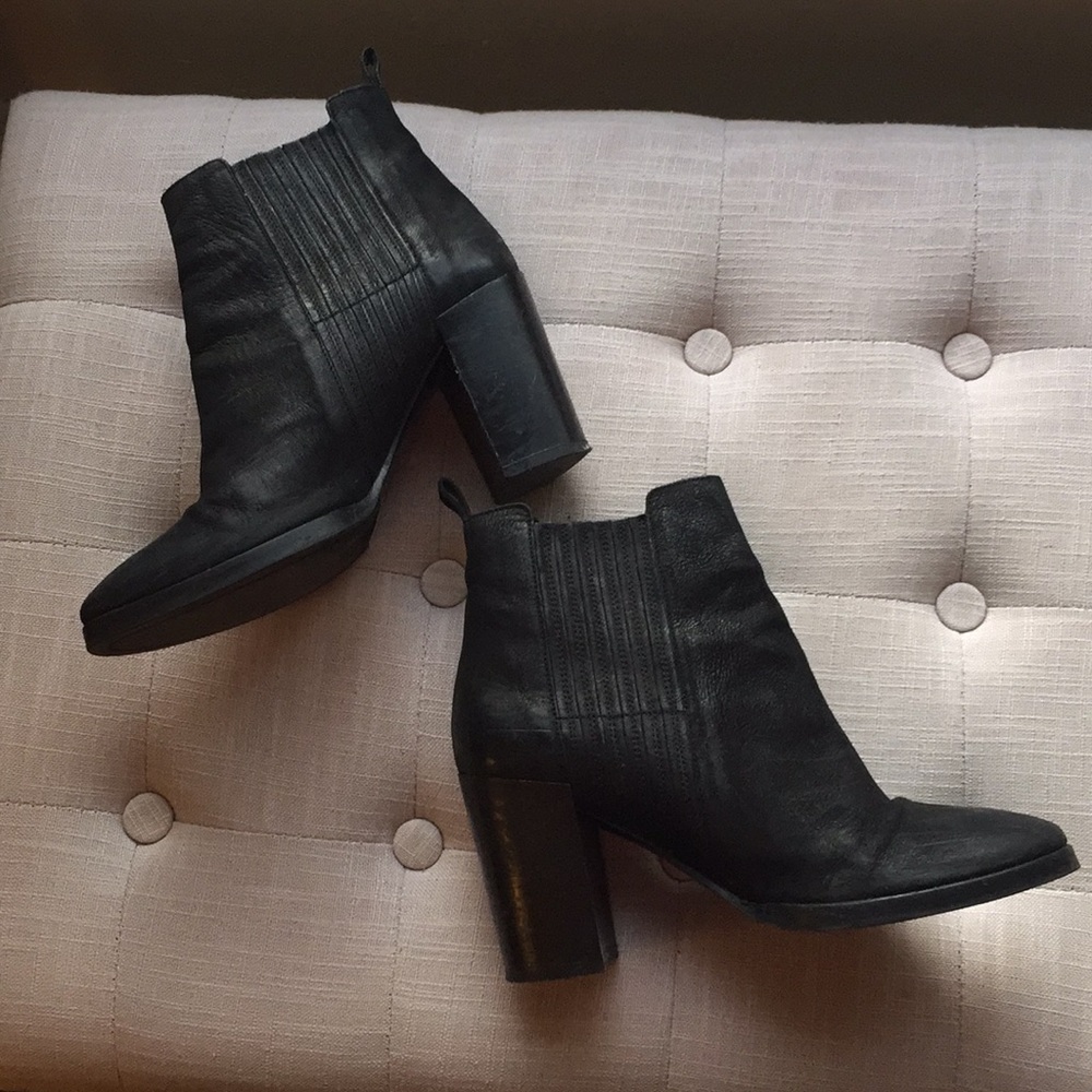 Black All Saints Jinx Leather Booties - Picture 2 of 8