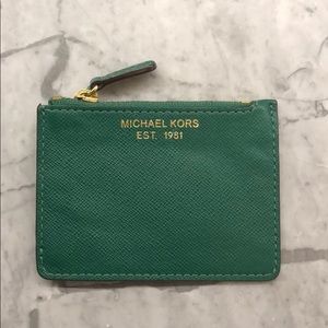 Michael Kors green leather change pouch