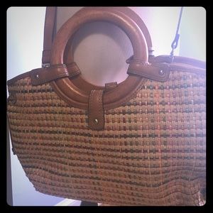 Fossil Brand multi-color straw crossbody hand bag