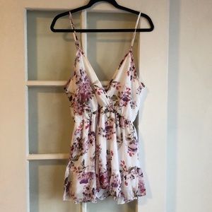 Floral Romper with Ruffle Hem