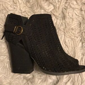 Black open toe booties