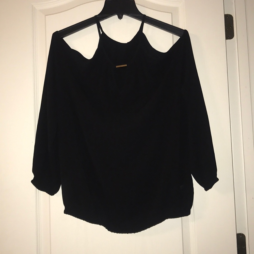 NWOT MICHAEL KORS Long Sleeve Black Top Size Large