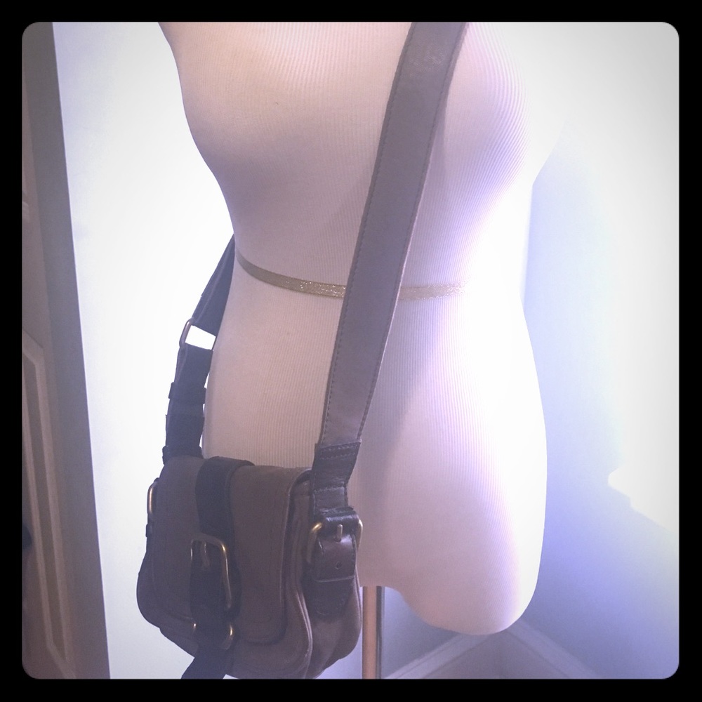 Fossil brown leather small crossbody bag