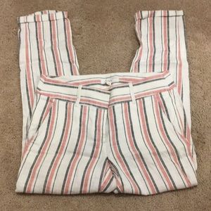 Beautiful white, pink, & black linen Loft pants- 2