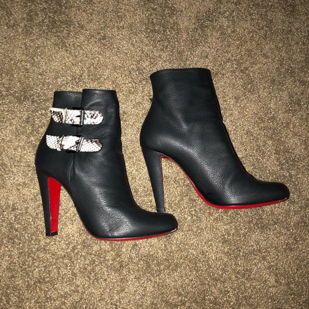 Christian Louboutin Leather Booties Python Trim