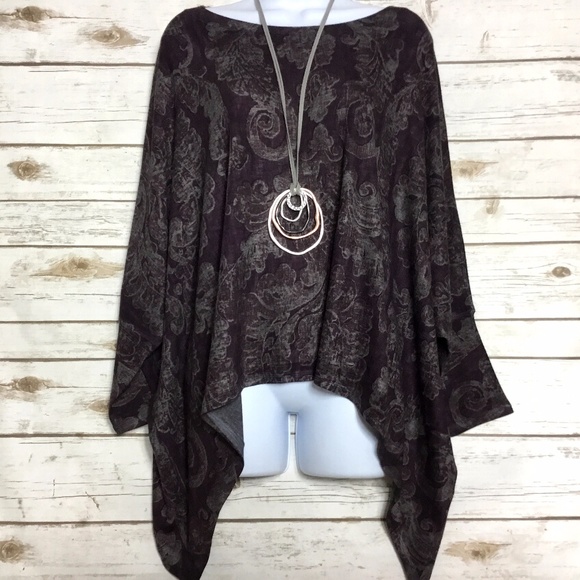 Nally & Millie Tops - Nally & Millie Hi Lo Dolman Sleeve Lagenlook Top