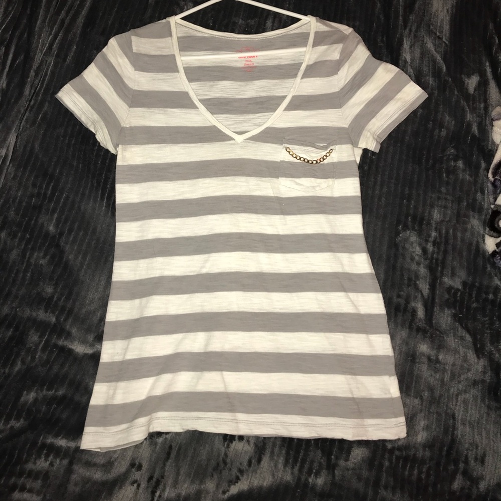 Grey and white striped top
