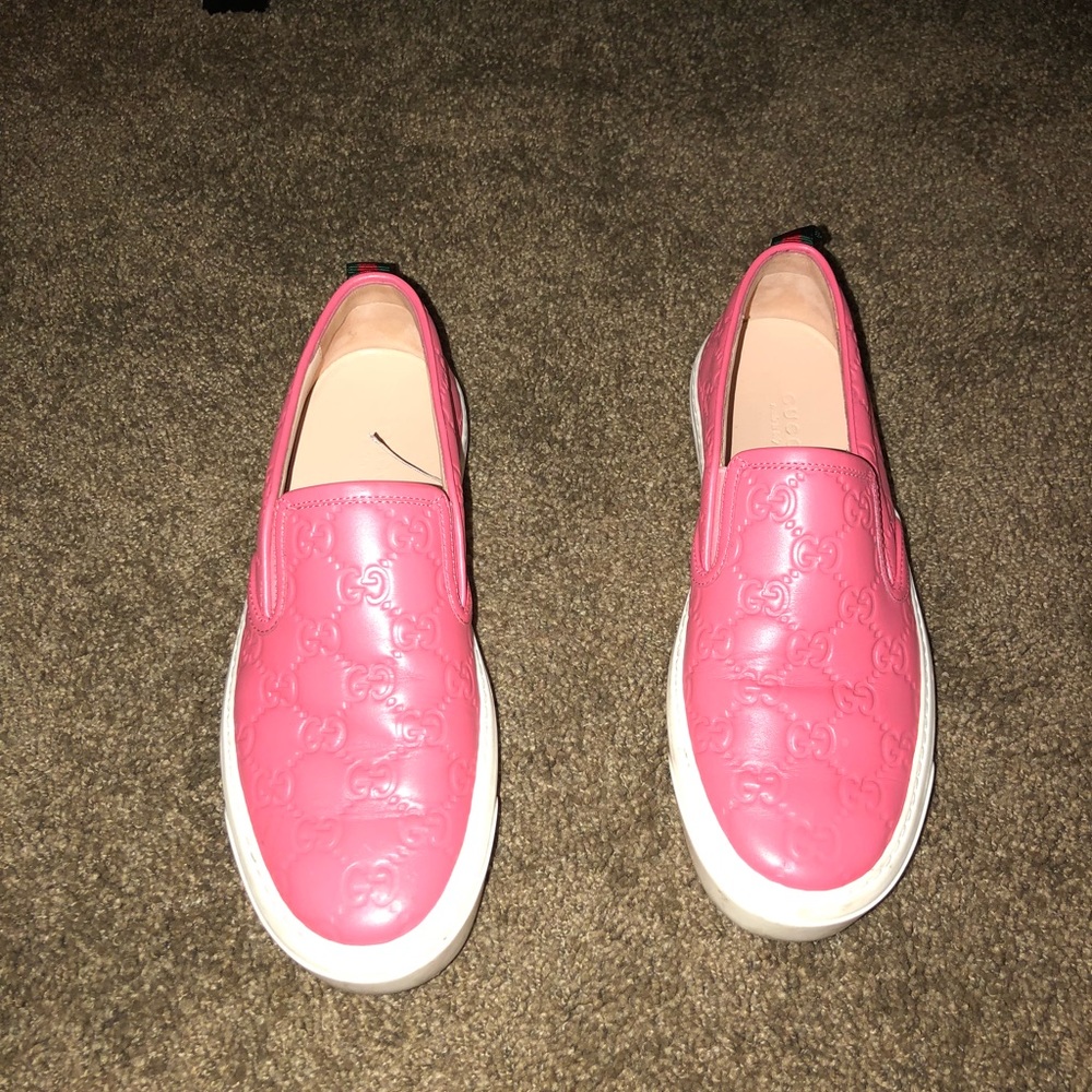 Gucci Pink Slip-On Sneaker Shoes