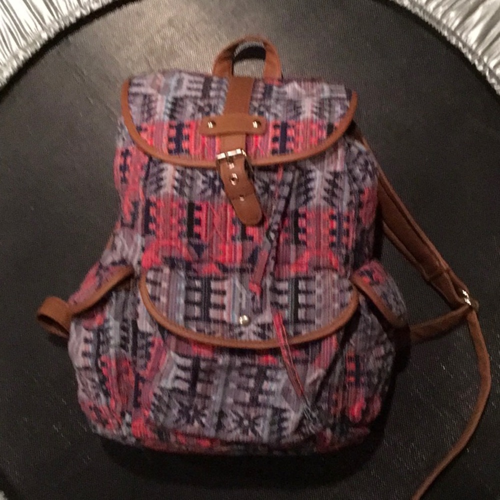 Tribal Print Woven Tapestry Backpack with Pockets