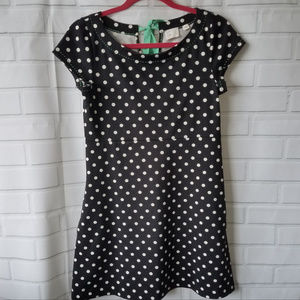 Anthropologie Postmark black polka dot dress S