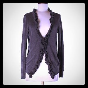 [Ann Taylor] gray ruffle cardigan