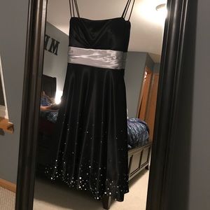 Black strapless cocktail dress