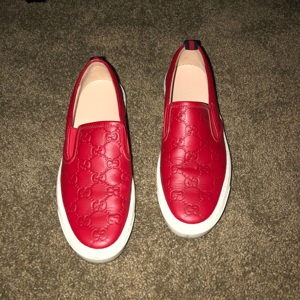 Gucci Red Slip-On Sneaker Shoes