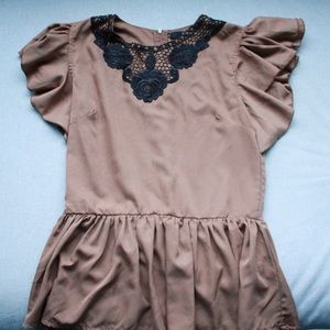 ASOS Pretty Vacant Mocha Dress w Lace