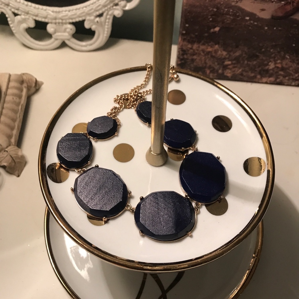 Navy blue painted gem chunky necklace