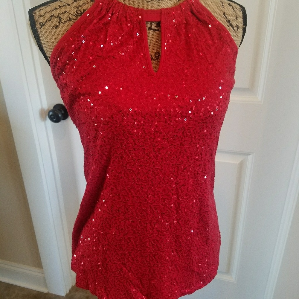 NWOT red sequin top small medium sleeveless