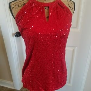 NWOT red sequin top small medium sleeveless