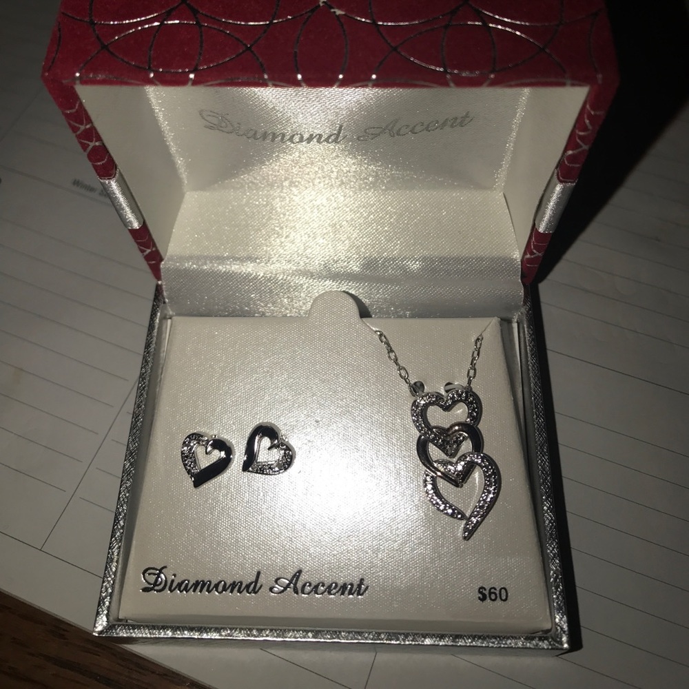 Heart necklace and earring set