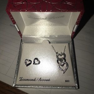 Heart necklace and earring set