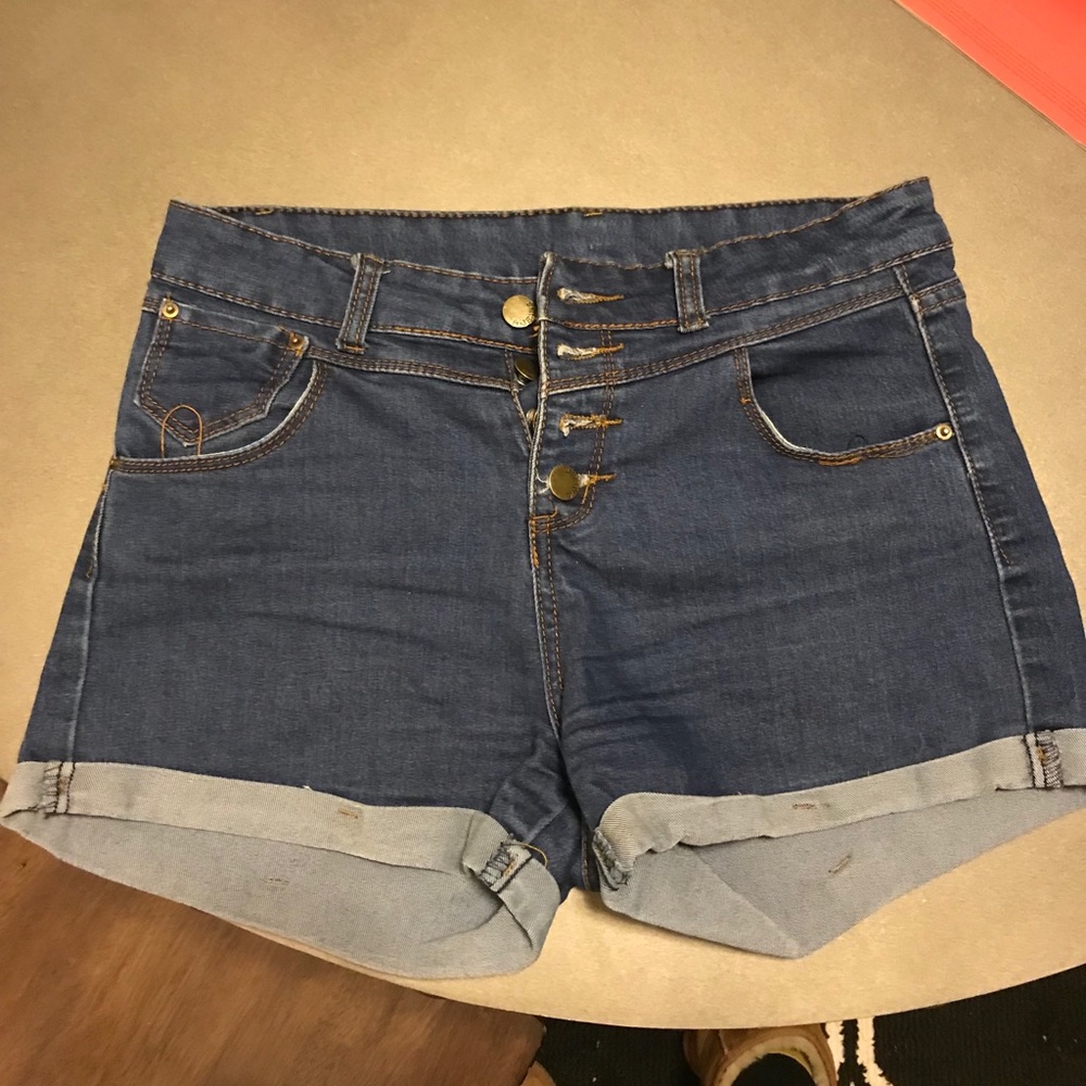 Jean button up shorts