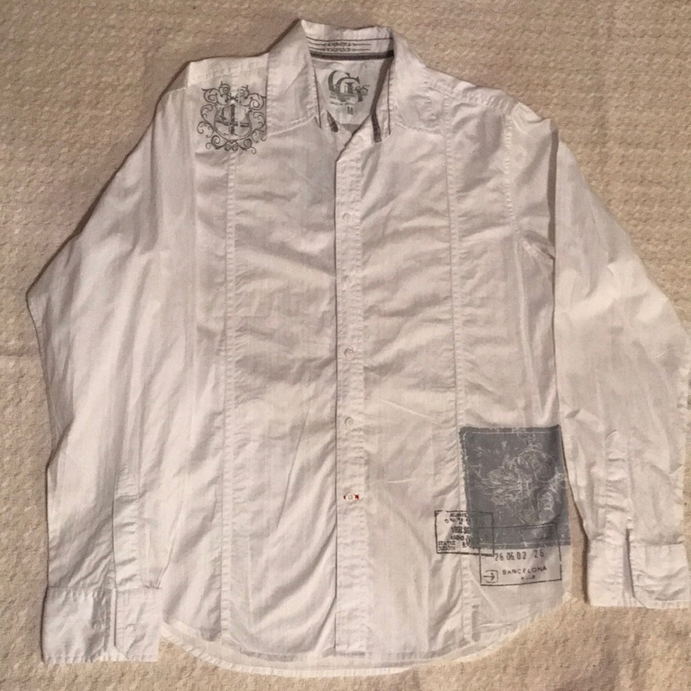 GUESS- White Men- Long Sleeve Shirt- Size Medium