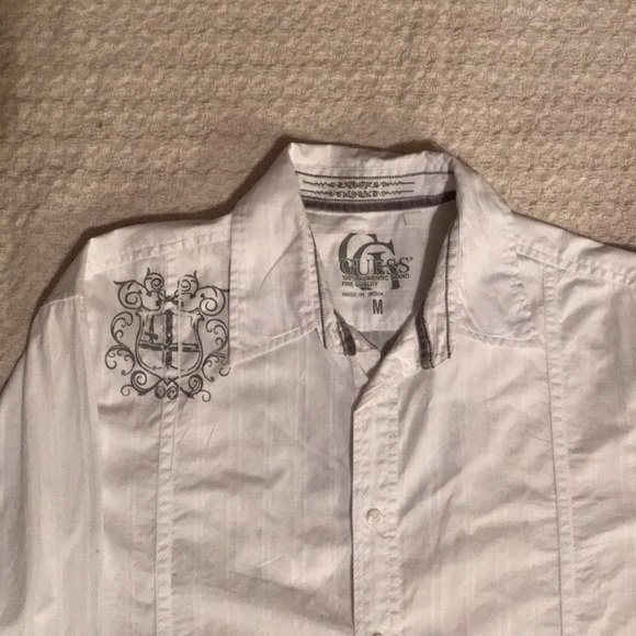 GUESS- White Men- Long Sleeve Shirt- Size Medium - Picture 2 of 5