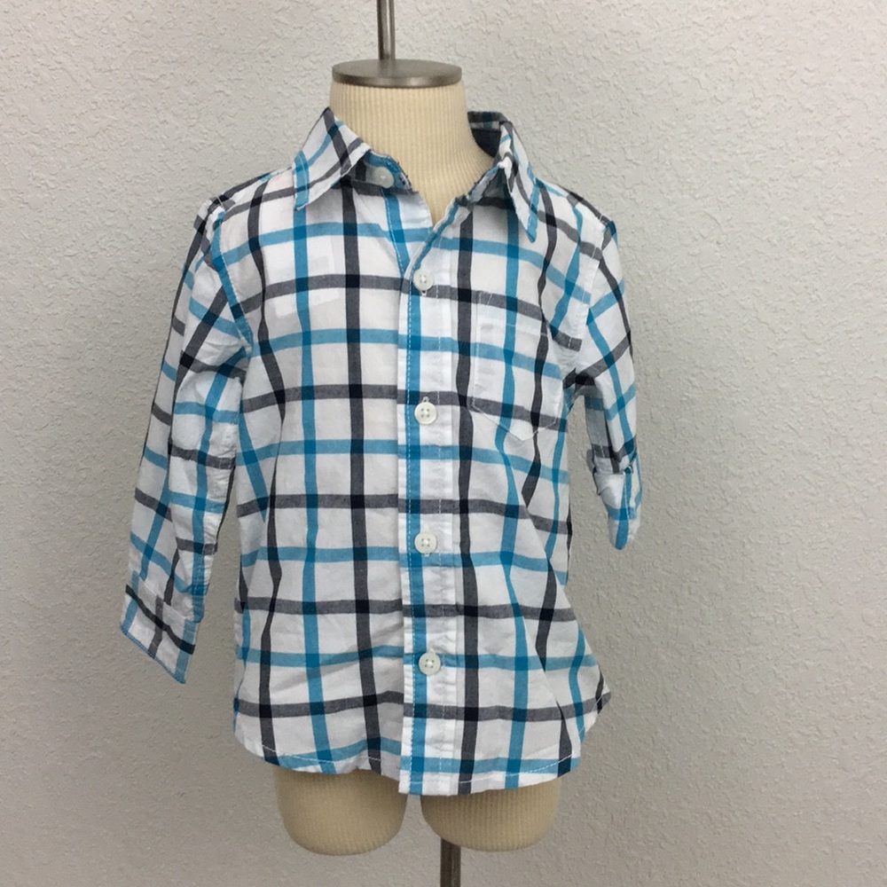 Gymboree Boys plaid button up shirt 12-18mos