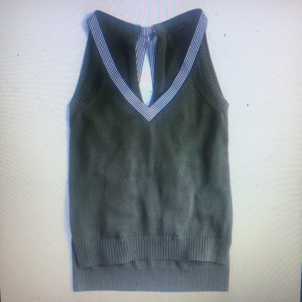 J. Crew sleeveless sweater with grosgrain trim