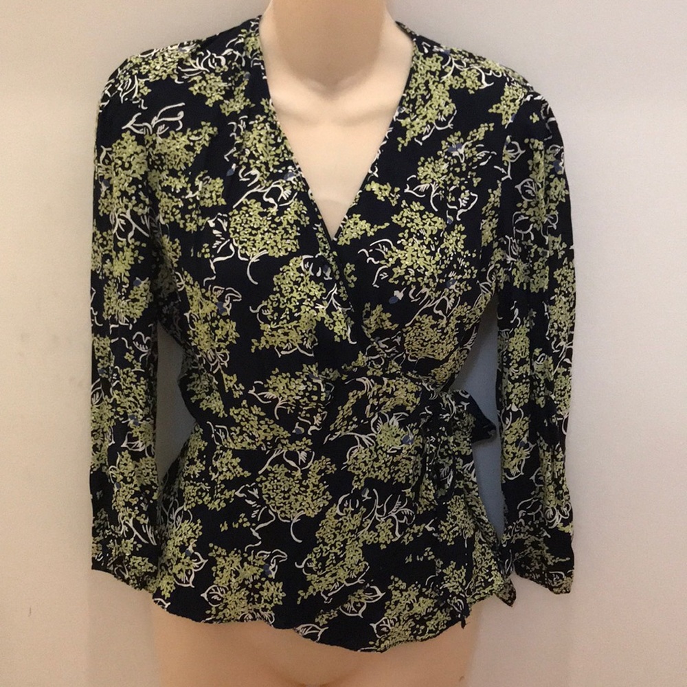 Anna Sui Black Crossover Time Wrap Top