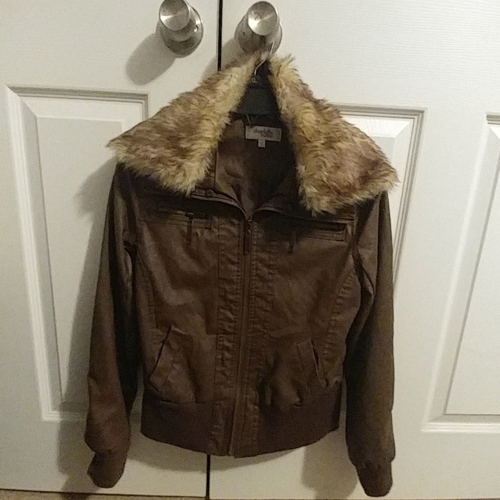 Faux fur faux leather jacket