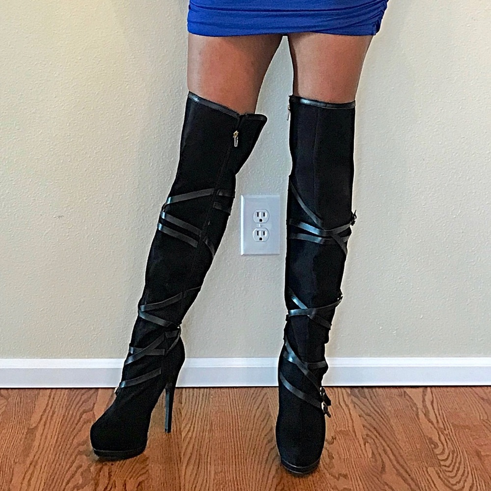 Thigh high stiletto boots- size 8. Worn once!