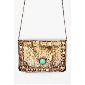 Gold Sequin Crossbody Clutch