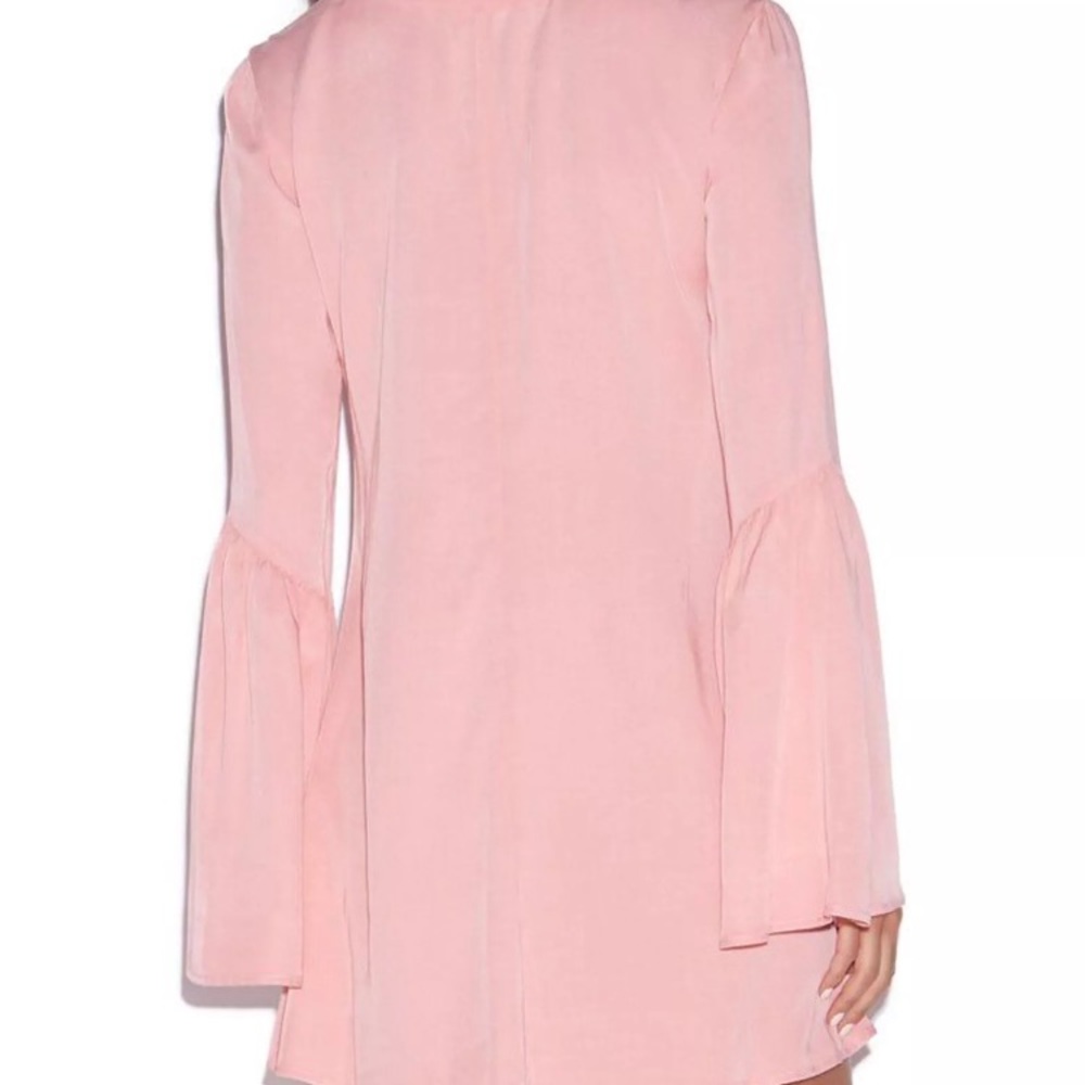 Pink Bell Sleeve Lace up Dress