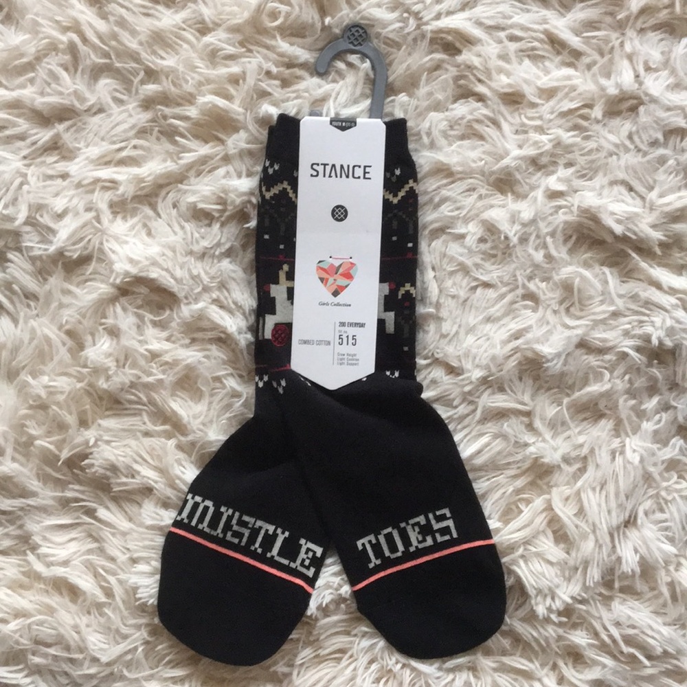 Girls Youth Medium Christmas Mistle Stance Socks