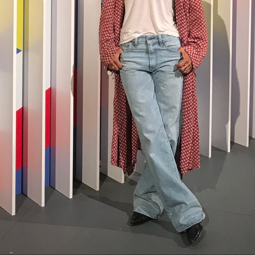Simon Miller Paint Splatter Wide Leg Jeans