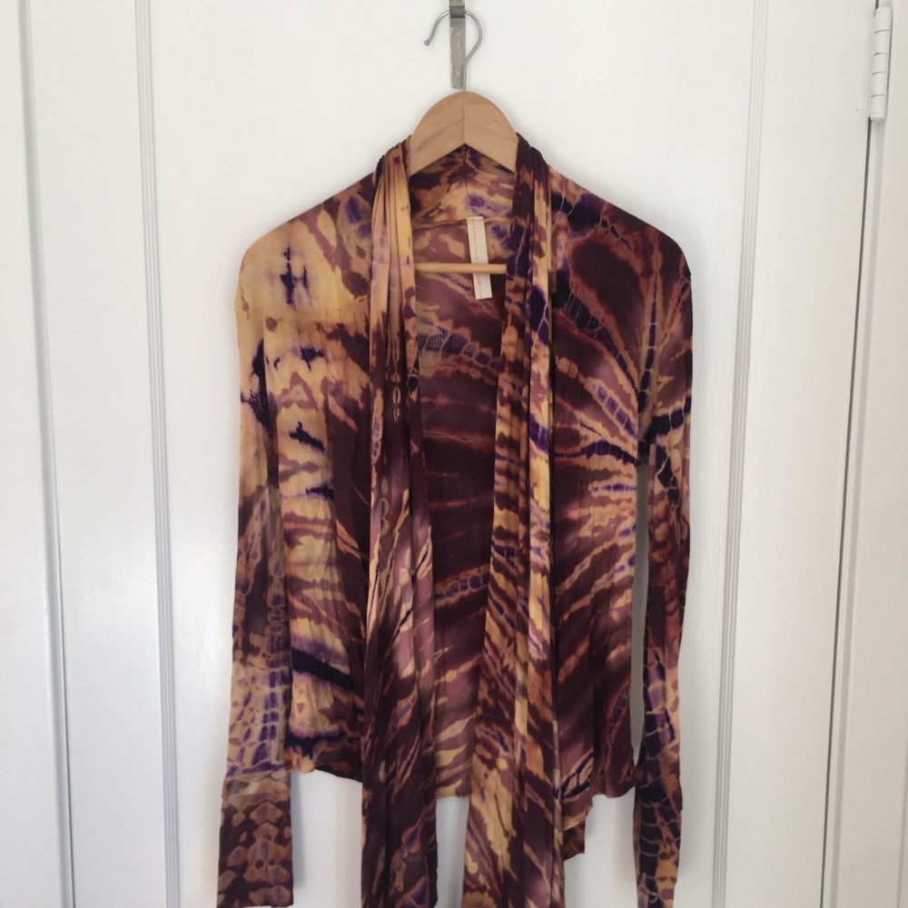 Tie Dye Maroon Multi Color Wrap Knit