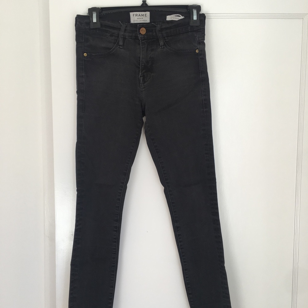 Frame Le High Skinny Black Faded Skinny Jeans